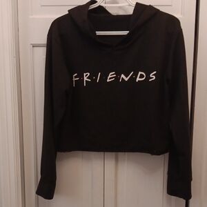 Black 'Friends' Small Crop Hoodie